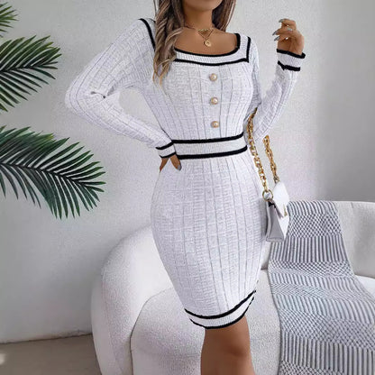 Women's Long-sleeved Sweater Hip Skirt