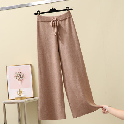 High Waist Straight Loose Thick Knitted Trousers Draping Mop