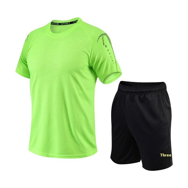 Quick Drying Clothes Men's Short Sleeve Shorts Running Clothing Two-piece Set