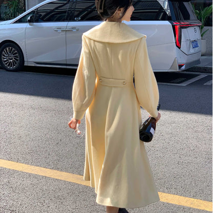 French Style Retro Debutante Style Large Lapel Woolen Coat