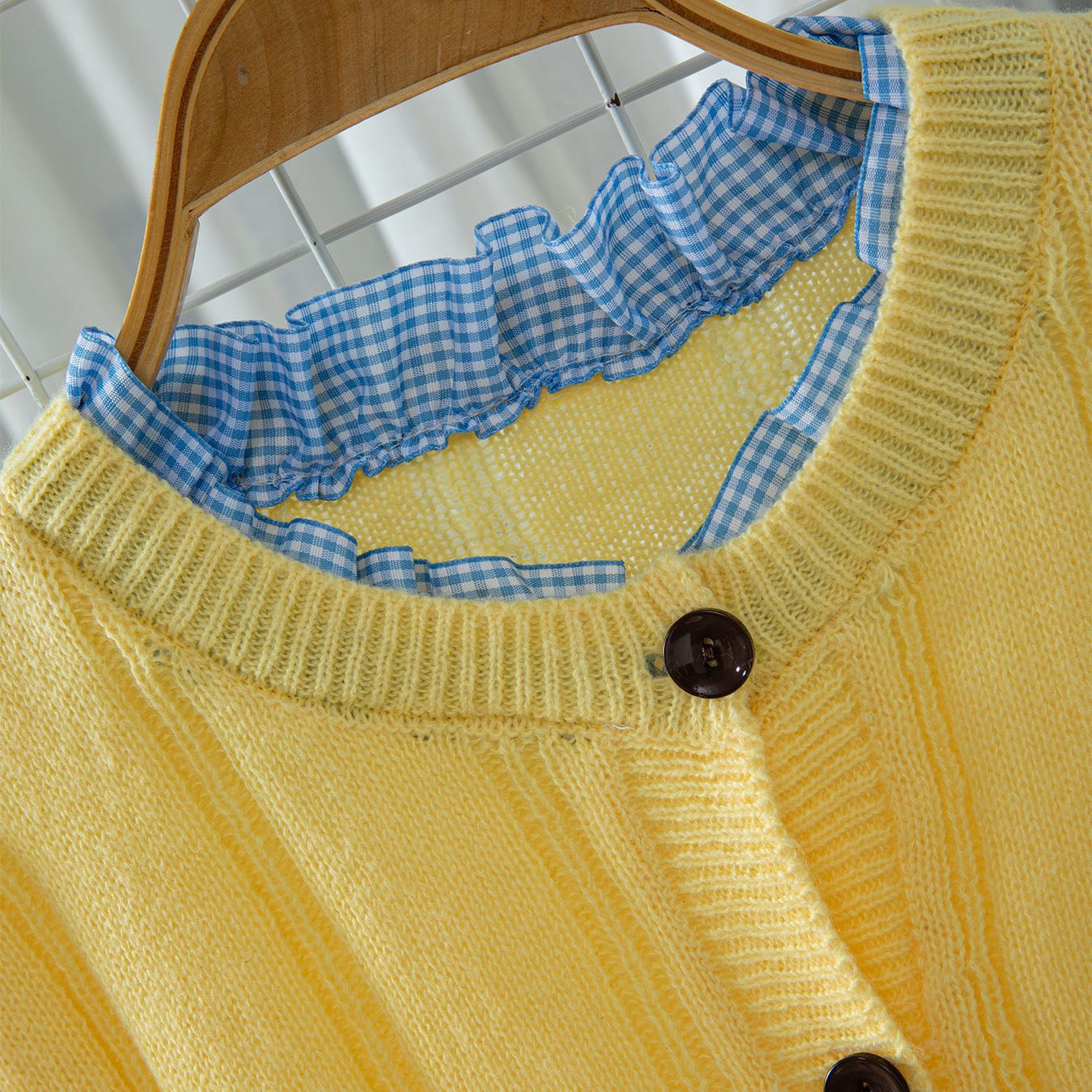 Autumn Ruffled Stitching Slim-fit Crop-top Outer Sweater Cardigan