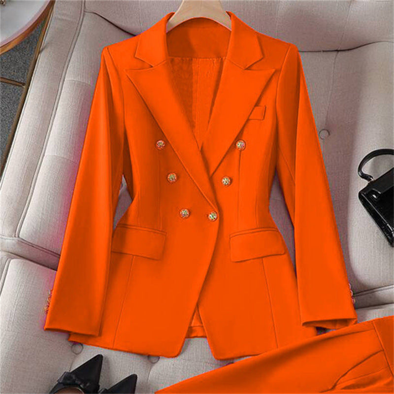 Small Suit Retro Jacket Slim Fit Fashionable Women's Casual Design Top Trousers Suit