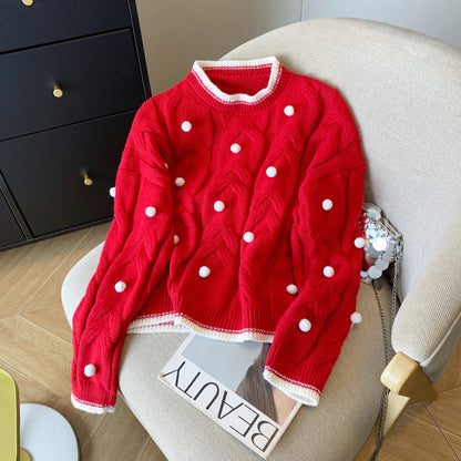 Women's Christmas Three-dimensional Ball Sweater Pullover
