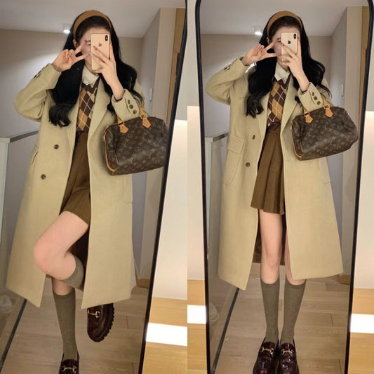 Loose Mid-length Woolen Suit And Trench Coat