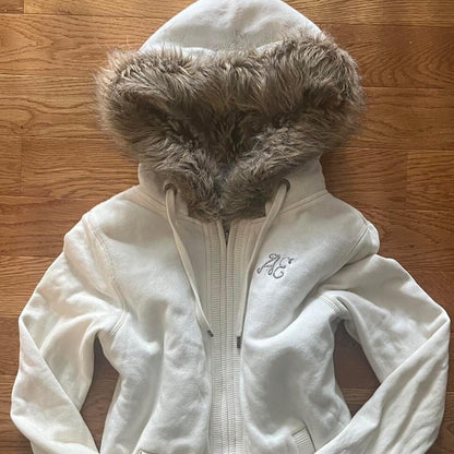 American Retro Hot Girl Hooded Women's Zipper Casual Waist-tight Sweater