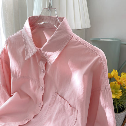 Korean Women's Outer Wear Underwear Solid Color Shirt