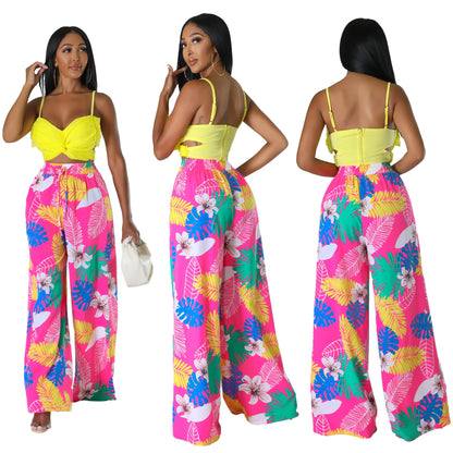 Women's Fashion Casual Pattern Printed Wide-leg Pants