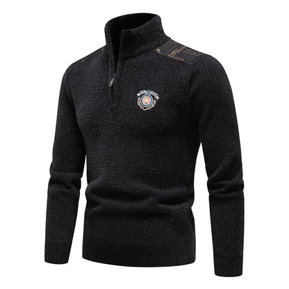 Velvet Stand Collar Thickened Men's Clothing Sweater