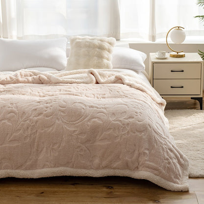 Double Thick Jacquard Berber Fleece Blanket Comfortable Cotton Thickened Warm