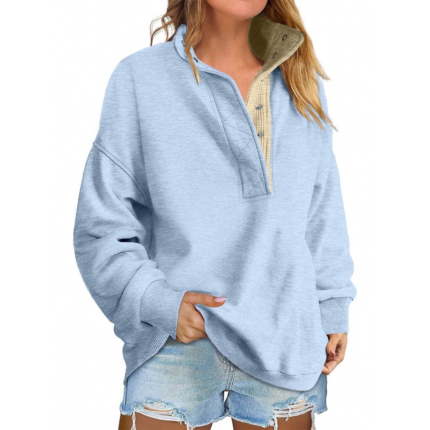 Pullover Leisure Loose Button Sweater For Women