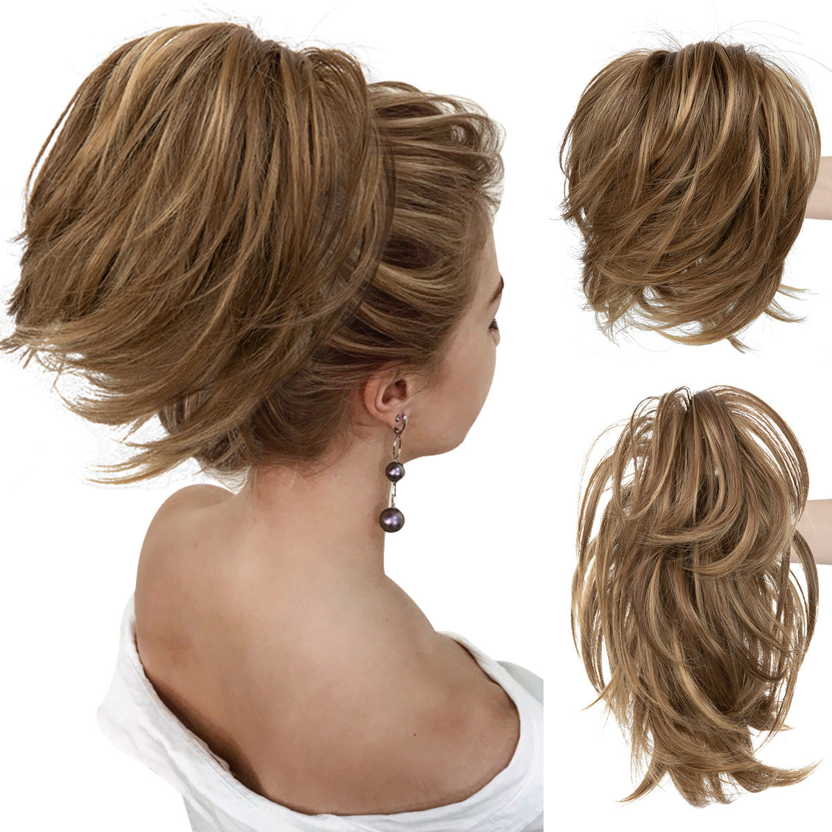 Wig Female Ponytail Short Grip Curly Hair
