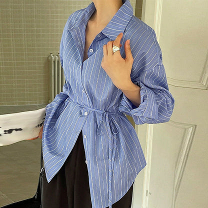 Temperament Striped Long Sleeved Shirt