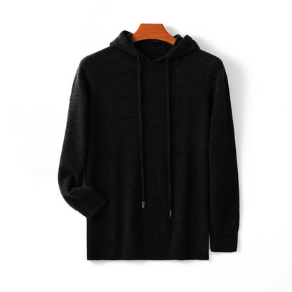 Men's Hooded Solid Color Skin-friendly Knitted Warm Hoodie Bottoming Shirt
