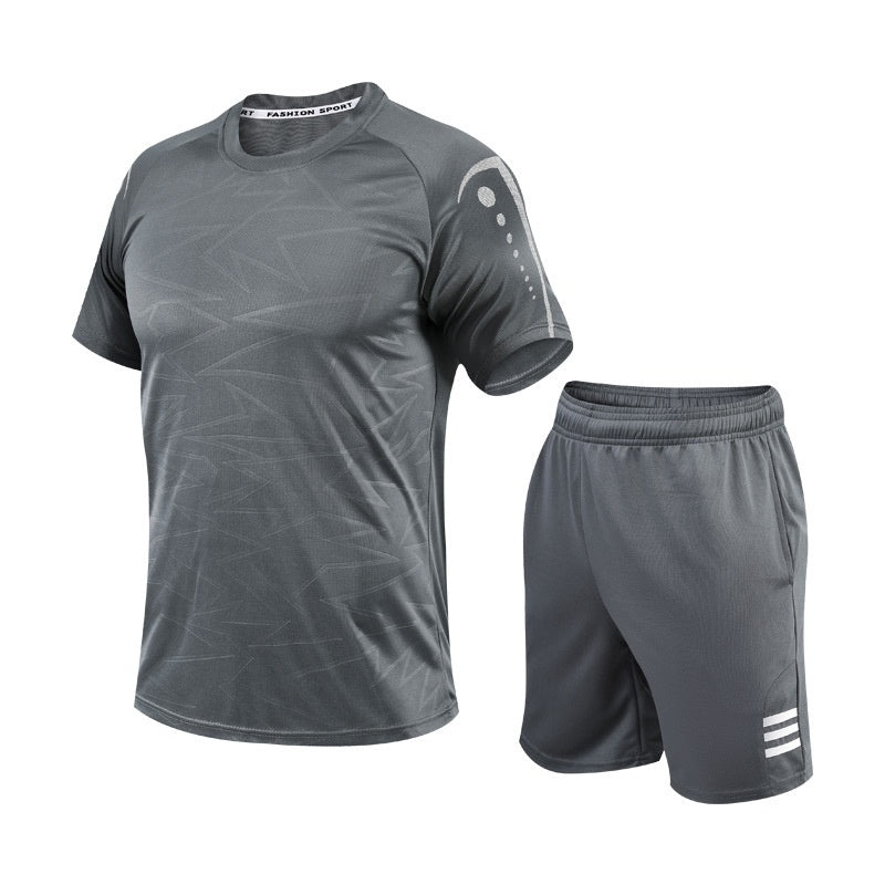 Quick Drying Clothes Men's Short Sleeve Shorts Running Clothing Two-piece Set