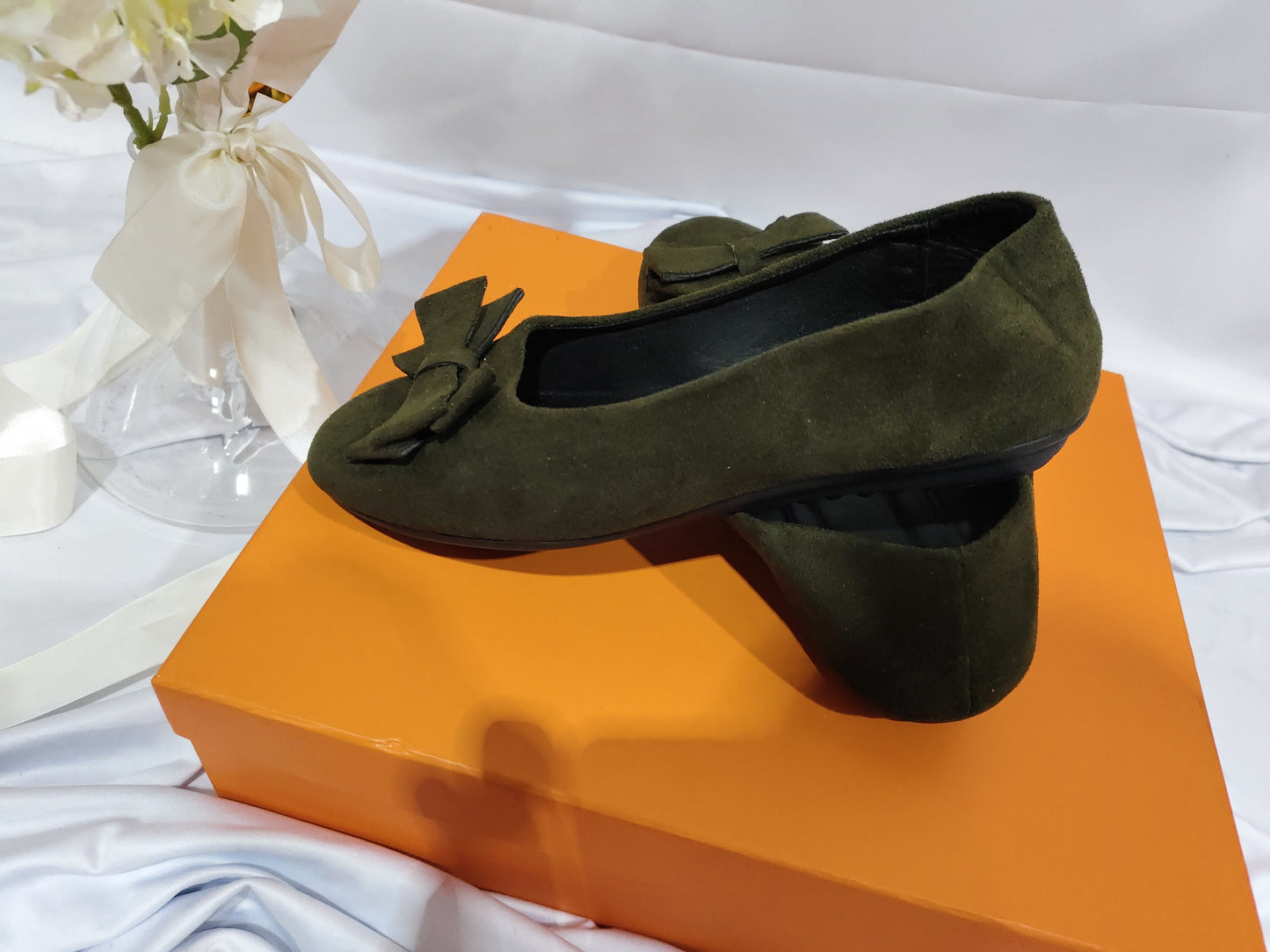 Rubber Plus Size Flat Casual Shoes Women Suede Bow Round Head Gommino