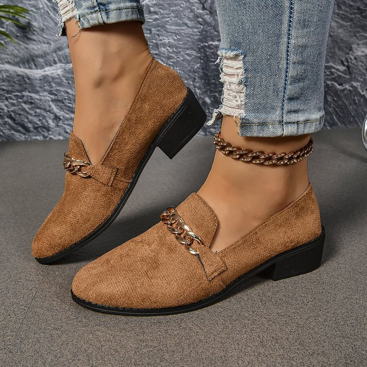 Pointed Toe Chunky Heel Stylish Casual Shoes Women