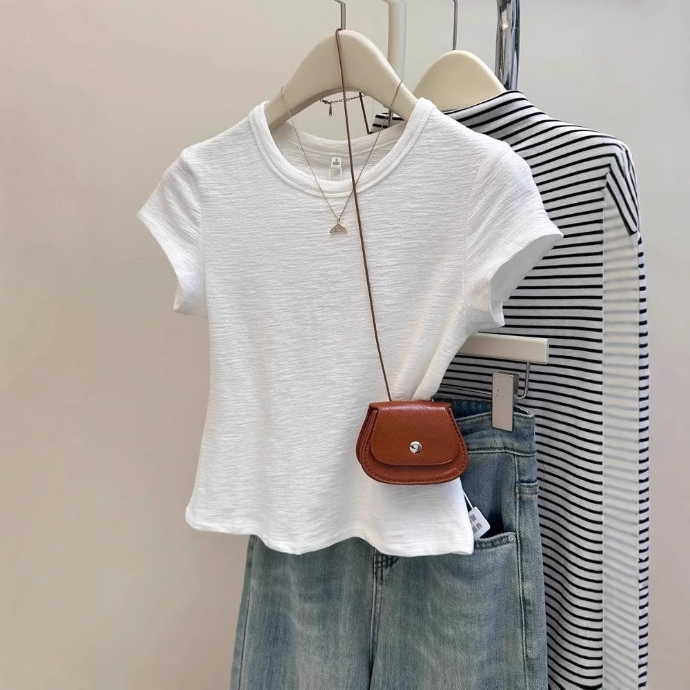 Summer Texture Ruffle Short Sleeve Women