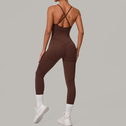 Women's Solid Color Casual Cross Back Summer Jumpsuit
