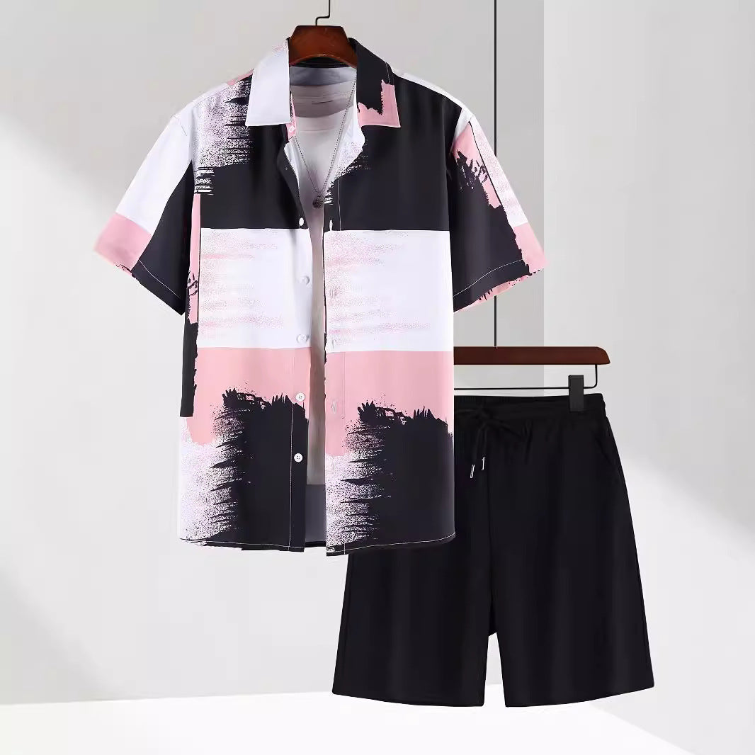 Men's Short Sleeve Shirt Outfit Printed Men's Clothing