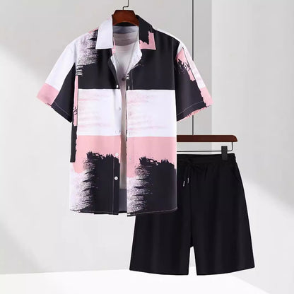 Men's Short Sleeve Shirt Outfit Printed Men's Clothing