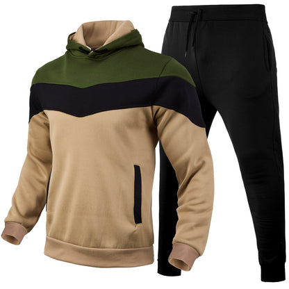 Sweater Men's Color Matching Hoodie Sportswear Suit