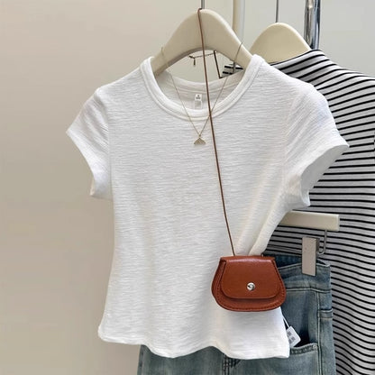 Summer Texture Ruffle Short Sleeve Women