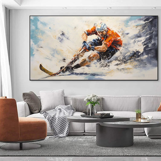 High Quality Athletes Sports Handmade Oil Painting Bicycle Equestrian Football Ice Hockey Portraits Large Canvas Art Showpiece For Home Decoration Living Room Wall Picture