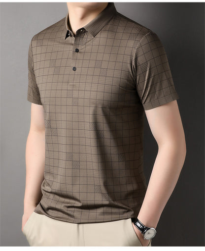 Men's Mercerized Cotton Fashion T-shirt Clothing For Middle-aged Dad Ice Silk Men's Clothing