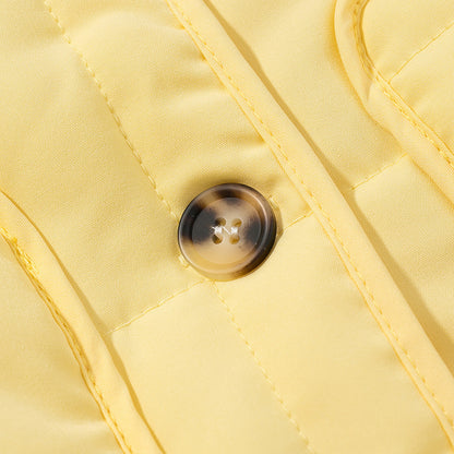 Autumn Women Clothing Yellow Quilted Cotton Plaid Cotton Clothing Cotton Coat