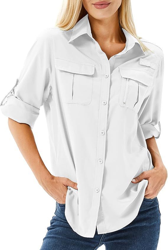 Casual Quick-drying Stretch Zipper And Lapel Pocket Women's Shirt