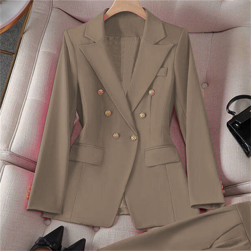 Small Suit Retro Jacket Slim Fit Fashionable Women's Casual Design Top Trousers Suit