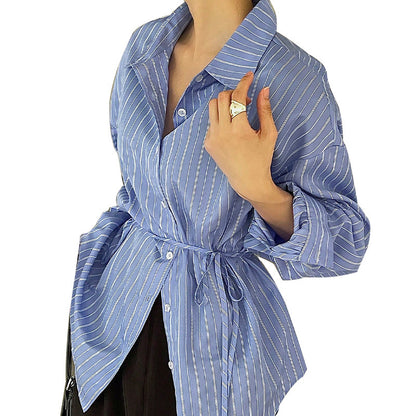 Temperament Striped Long Sleeved Shirt