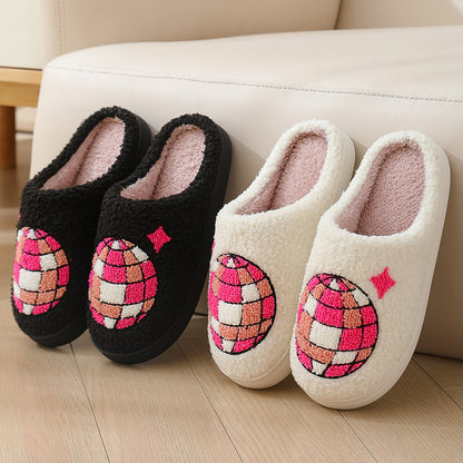 Comfortable Home Warm Cartoon Embroidered Balloon Cotton Slippers