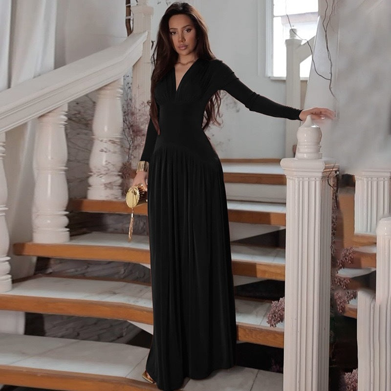 Women's Elegant Waist-tight Draping Casual Niche Solid Color Pleated