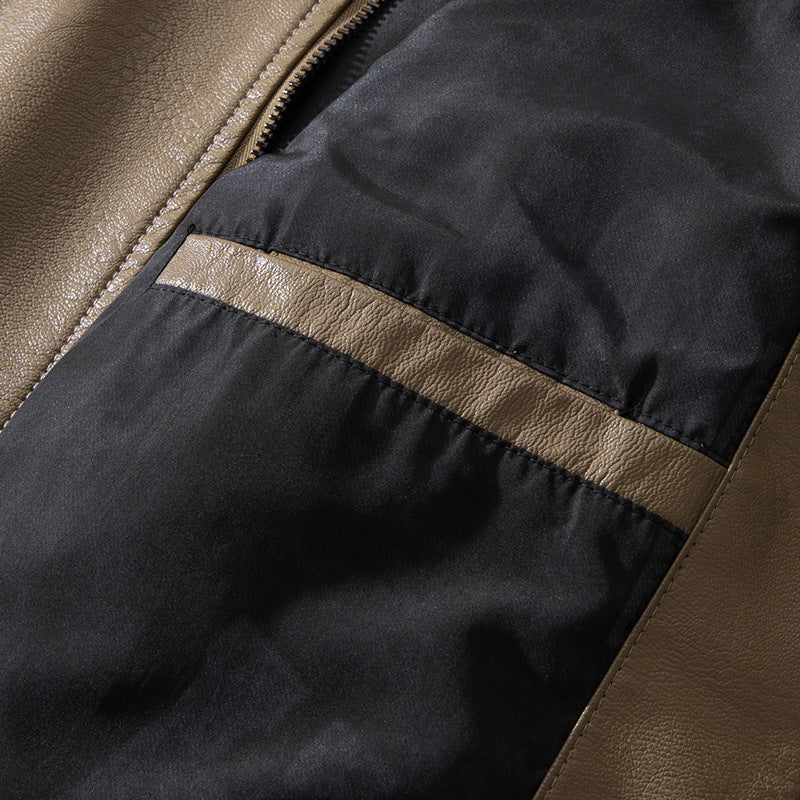 Injall Lun Leather Clothing With Stand Collar Men's Coat