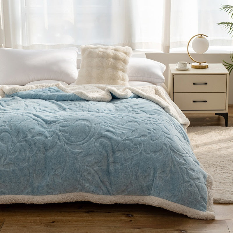 Double Thick Jacquard Berber Fleece Blanket Comfortable Cotton Thickened Warm