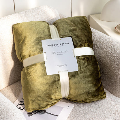 Solid Color Flannel Coral Fleece Blanket Plain Sofa Cover