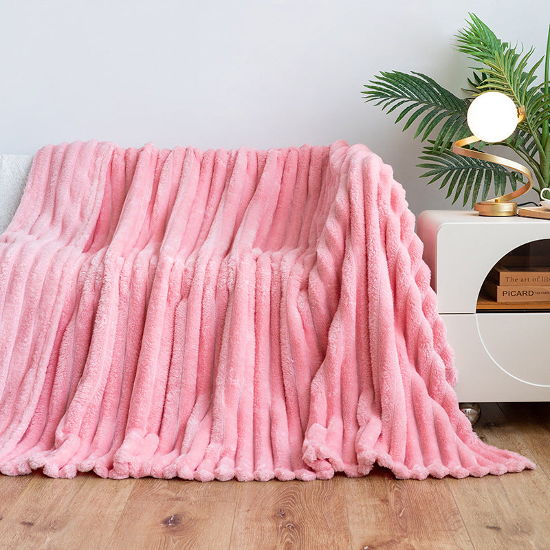 Wide Strip Dehaired Angora Blanket Multi-functional Nap Fleece-lined Thickened