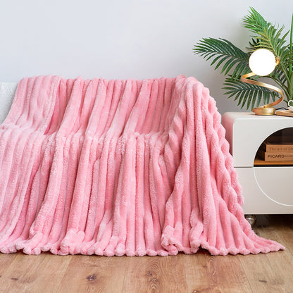 Wide Strip Dehaired Angora Blanket Multi-functional Nap Fleece-lined Thickened