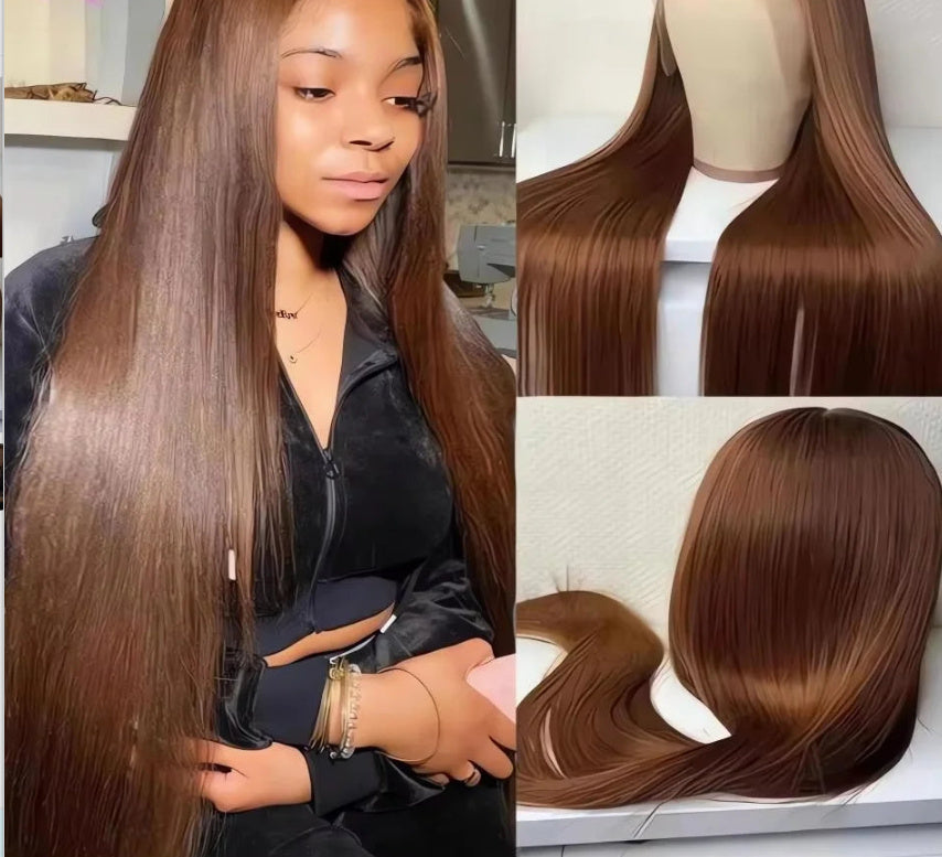 European And American Ladies Fashion Wig Front Lace Mid-length Straight Head Cover