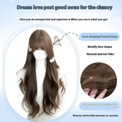 Wig Female Temperament Filbert Gray Brown Big Wave Daily