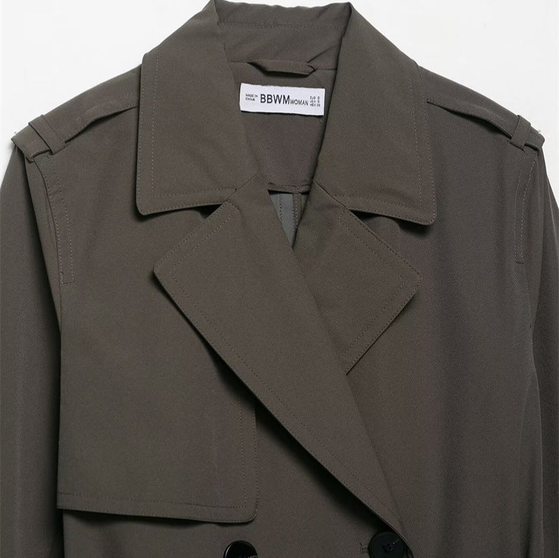 Temperament Women's Hydrophobic Windproof Double Breasted Trench Coat