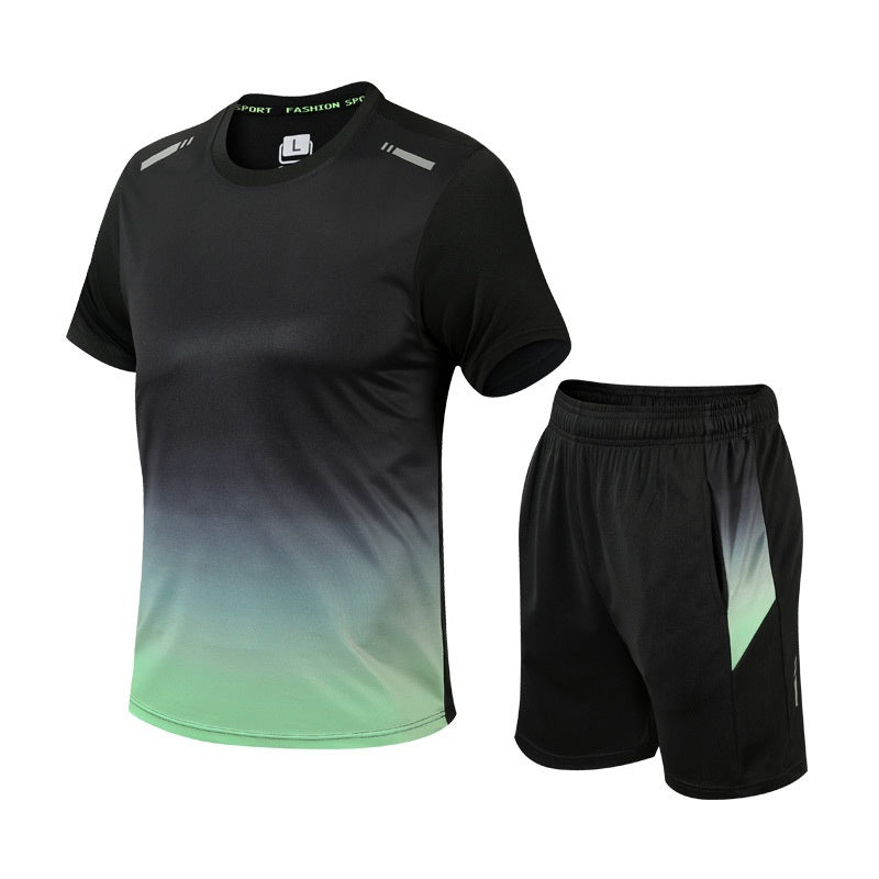 Quick Drying Clothes Men's Short Sleeve Shorts Running Clothing Two-piece Set