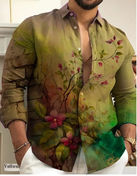 Men's Shirt Fashion Casual Printing Trendy Long Shirt Clothing