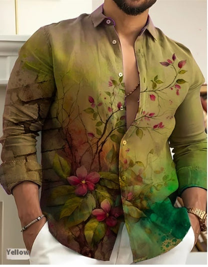 Men's Shirt Fashion Casual Printing Trendy Long Shirt Clothing