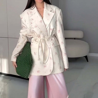 Thin Lace-up Loose All-matching V-neck Coat Women