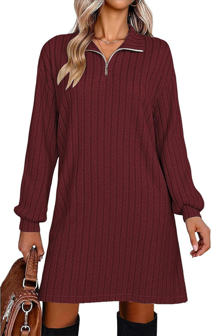 European And American Turtleneck Sheath Dress Women's Clothing