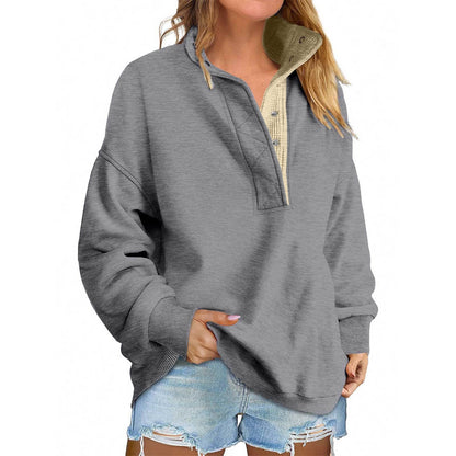 Pullover Leisure Loose Button Sweater For Women