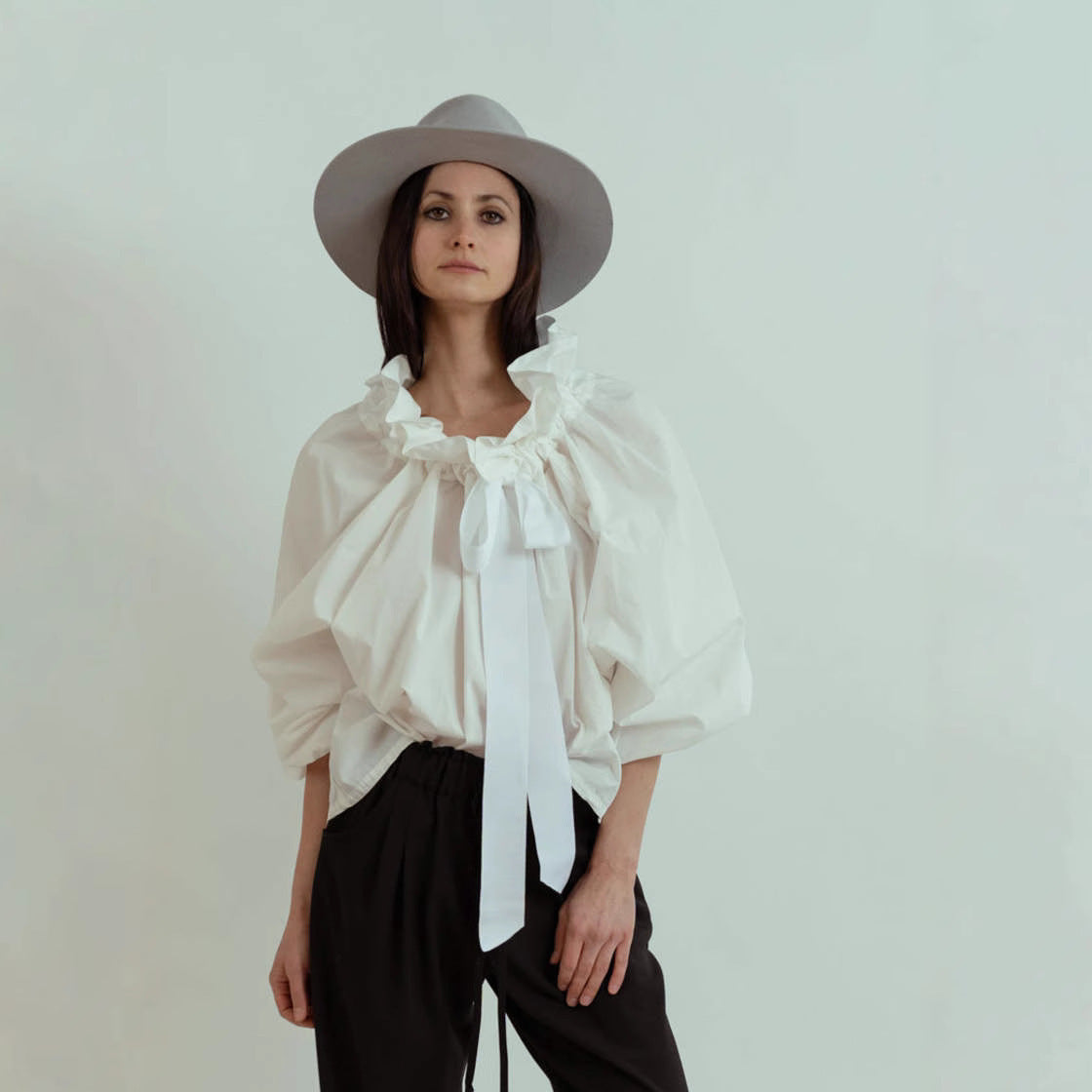 Women's Contrast Color Striped Shirt Lace-up Top