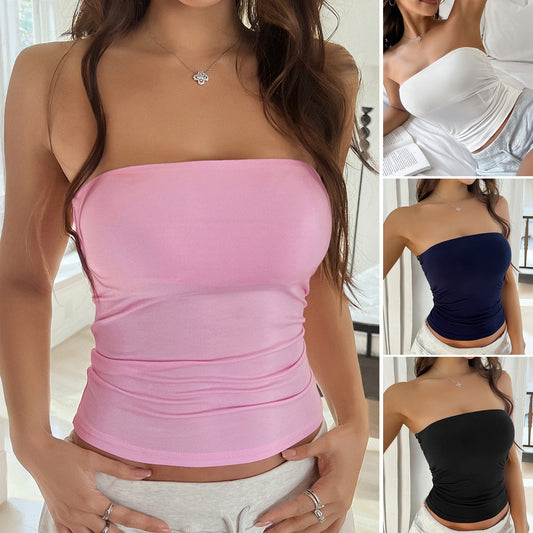 Y2g Sexy Solid Color Backless Knitted Tube Top For Women